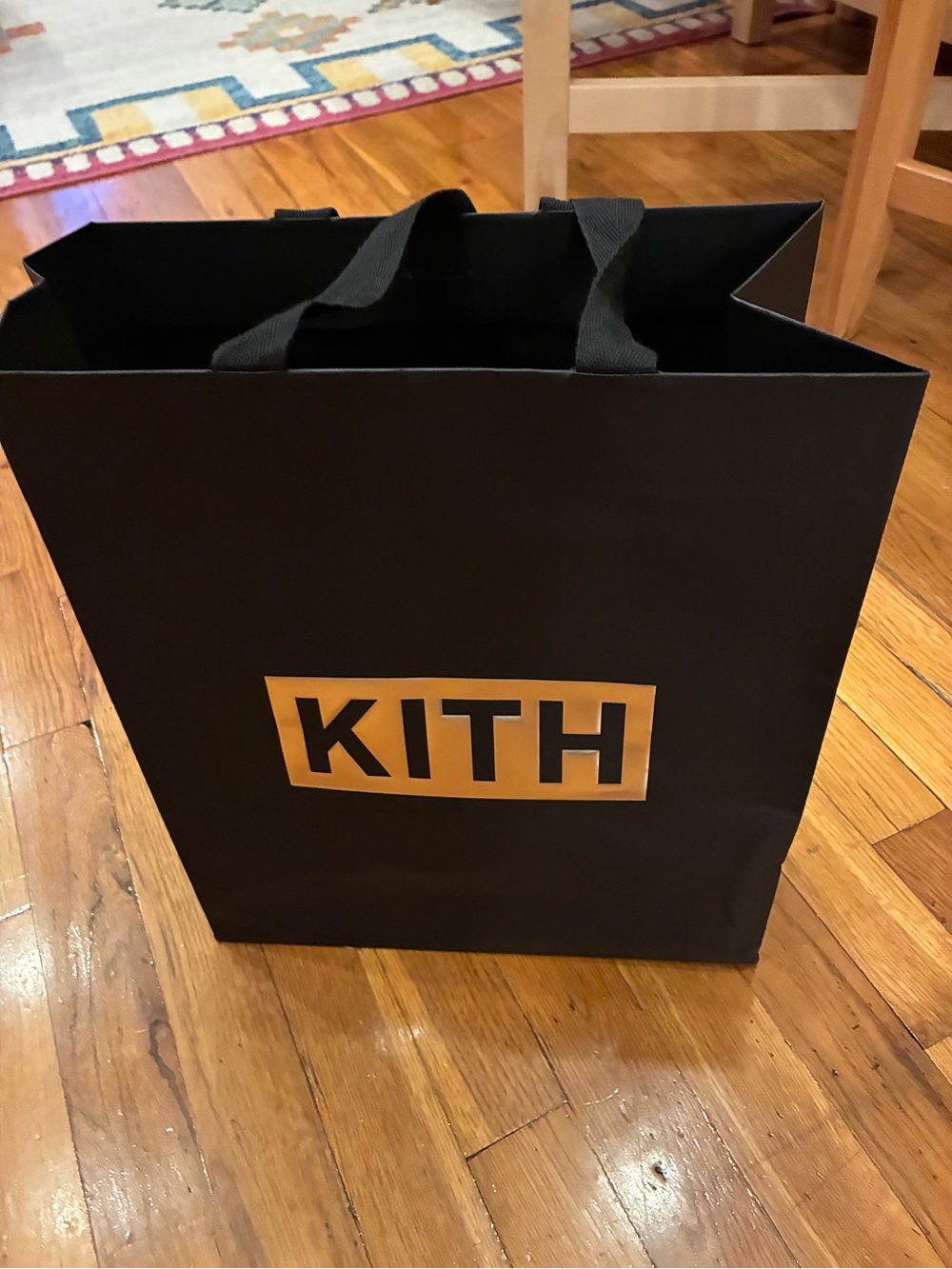 KITH Black Shopping Bag with Gold Logo Panel